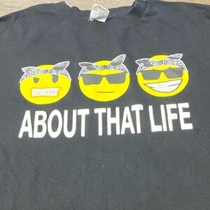 Alstyle  Apparel active wear About that life graphic t shirt with emoji